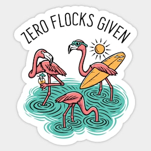 zero flocks given beach surfing flamingos Sticker